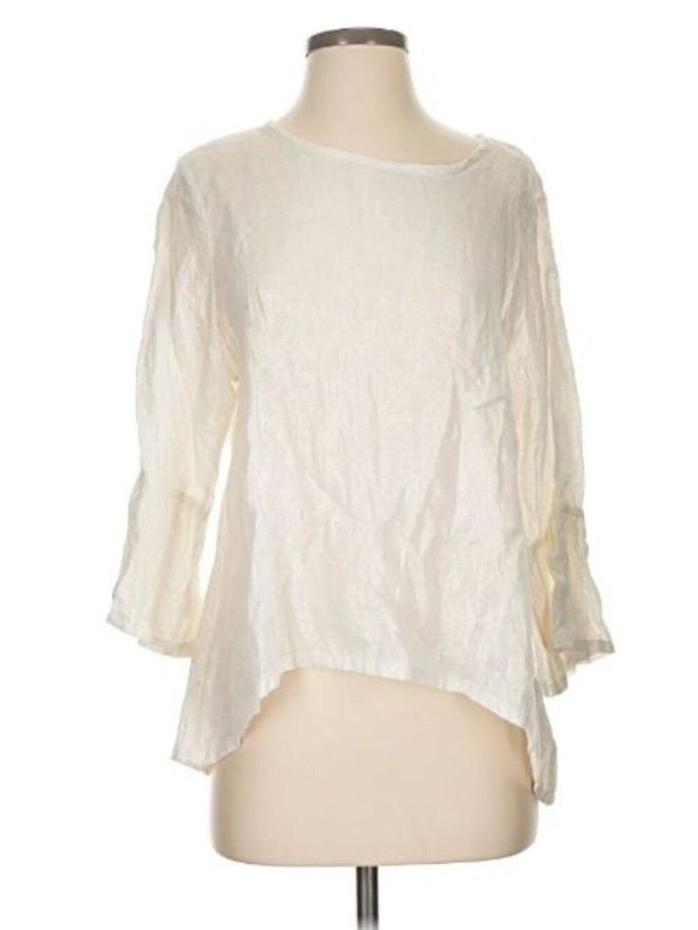 Bryn Walker | Asymmetrical Metallic Linen Top Small Drapey Boxy Tunic Lagenlook